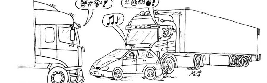 tekening Maarten van der Westen 5 ergenissen vrachtwagenchauffeurs