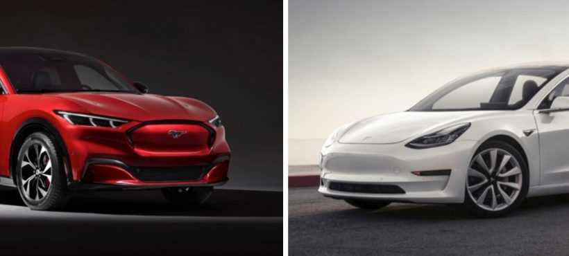 vergelijking ford mustang mach-e vs. tesla model 3