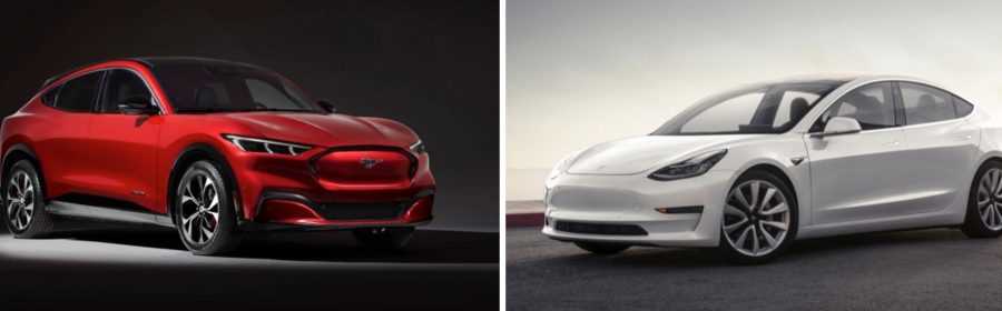 vergelijking ford mustang mach-e vs. tesla model 3