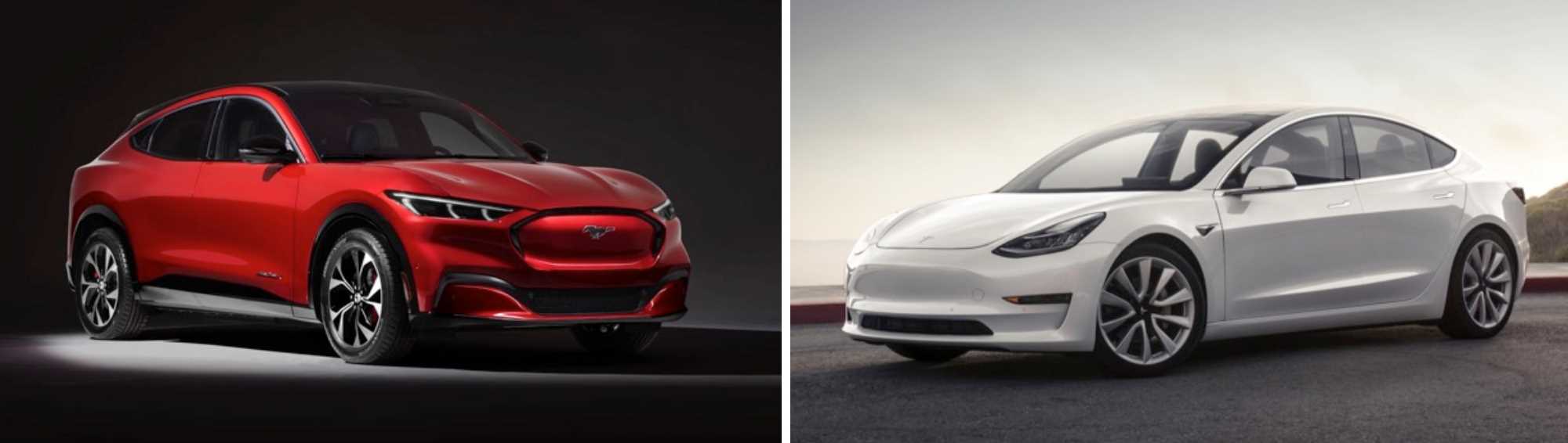 vergelijking ford mustang mach-e vs. tesla model 3