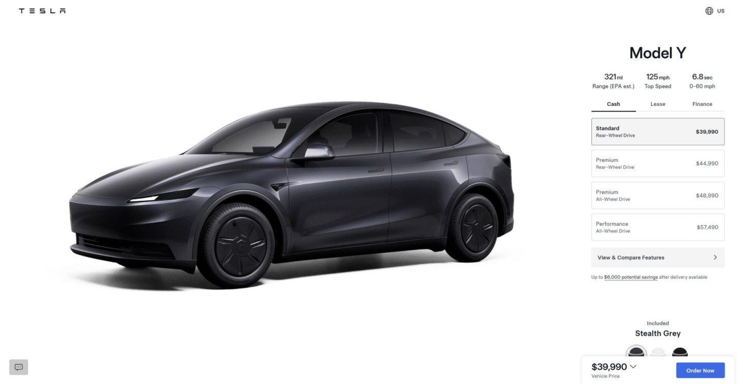 Model Y Standard/Premium - Specificaties en uitrusting (VS)